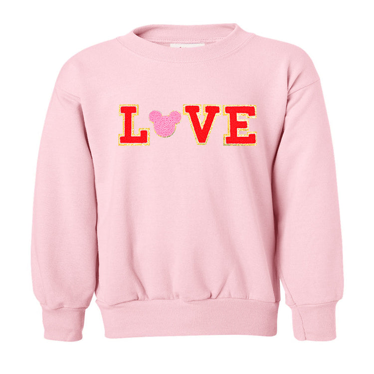 Kids Mickey Love Letter Patch Crewneck Sweatshirt