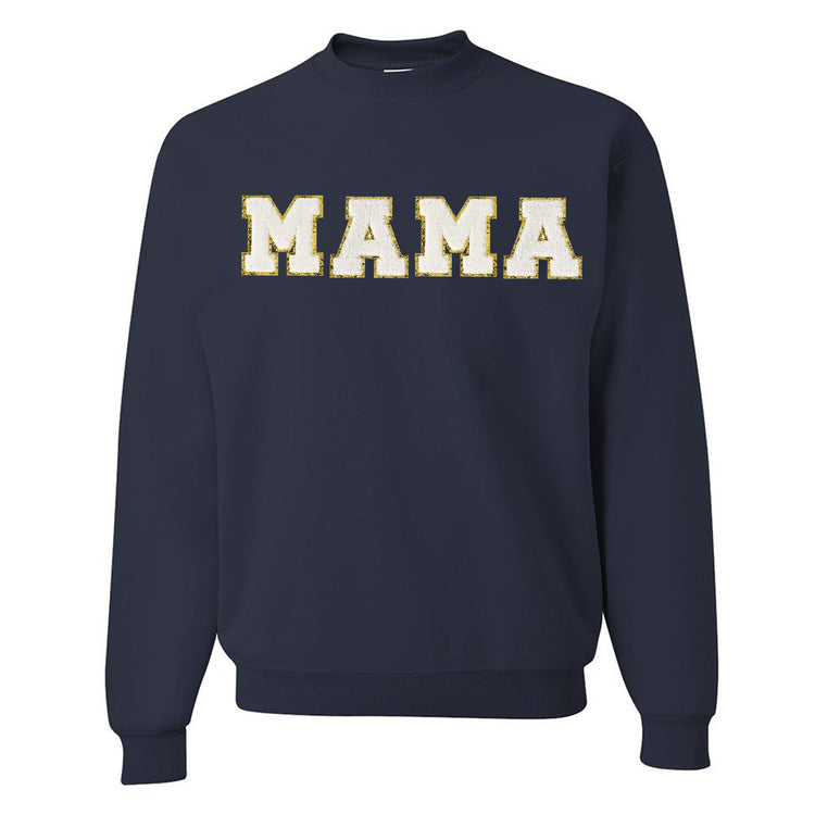 Mama/Mom Letter Patch Crewneck Sweatshirt