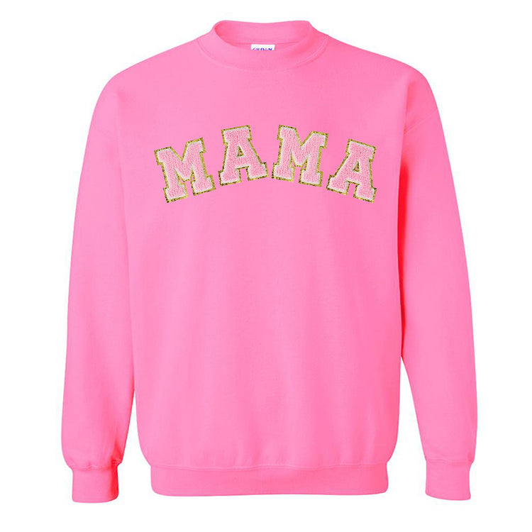 Mama/Mom Letter Patch Crewneck Sweatshirt