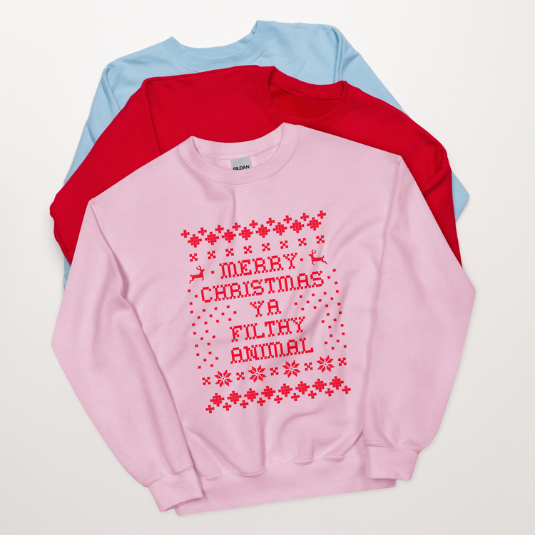 'Merry Christmas Ya Filthy Animal' Crewneck Sweatshirt