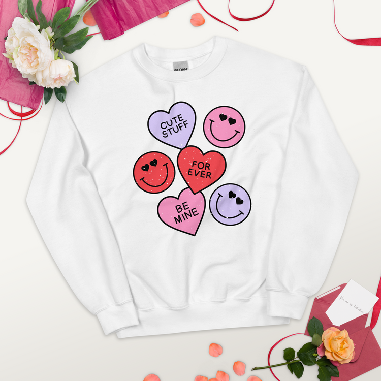 Smiley Hearts Crewneck Sweatshirt